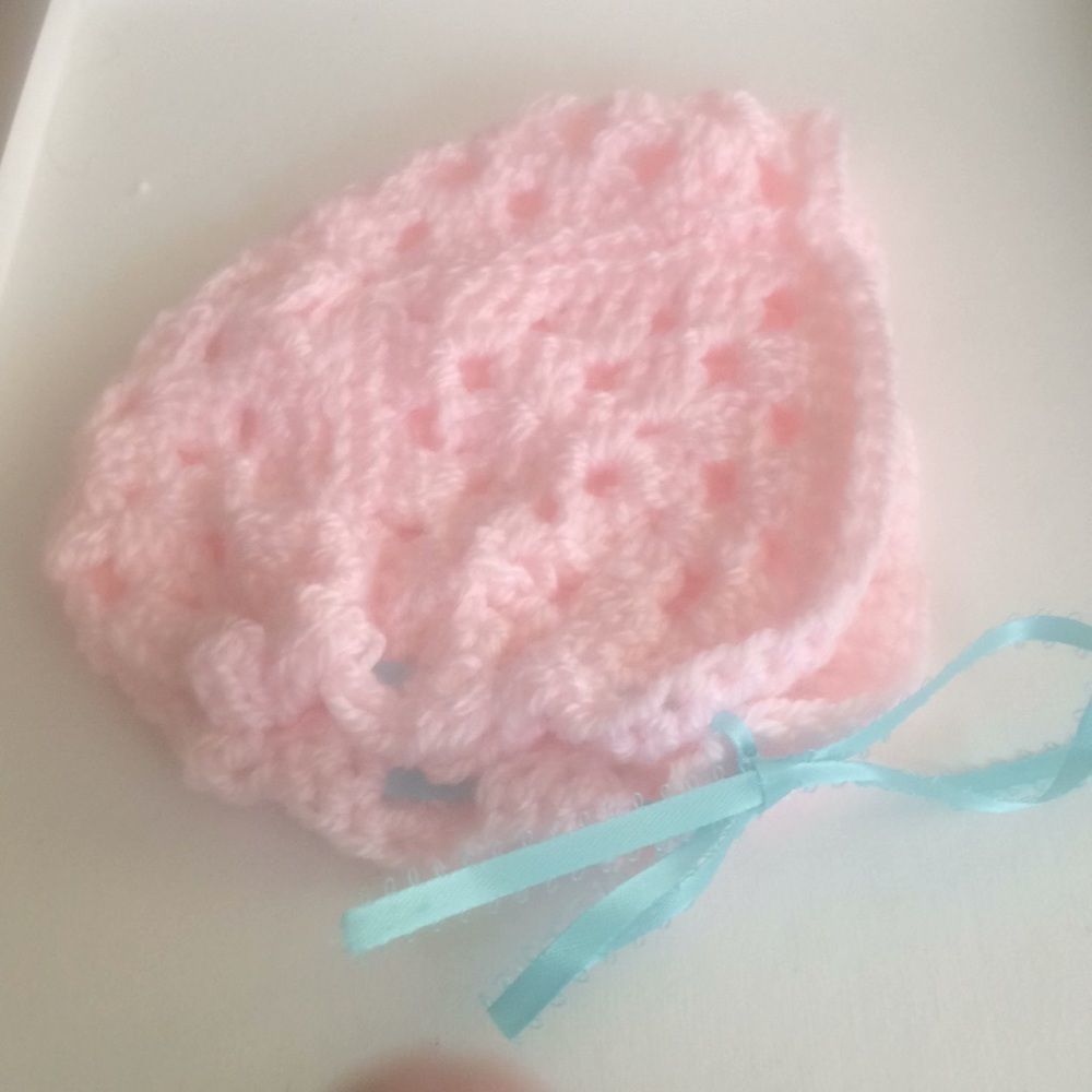 Handmade newborn-6mos baby bonnet. Bundle item only